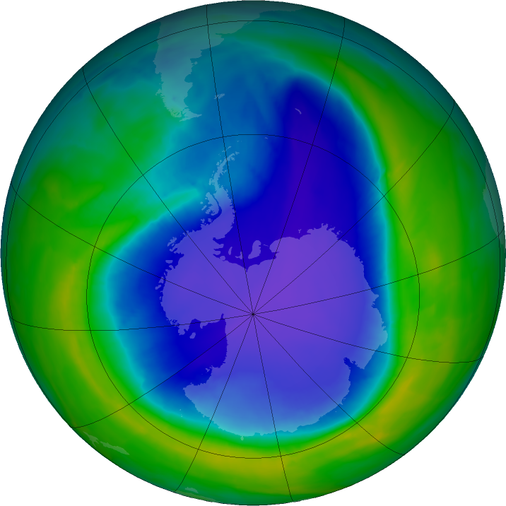 Antarctic ozone map for 05 November 2015